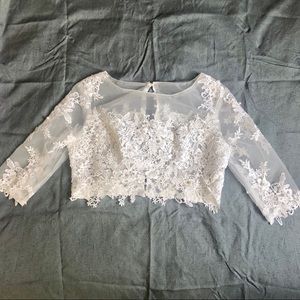 NWOT-Handmade Wedding Lace Bolero Jacket- White